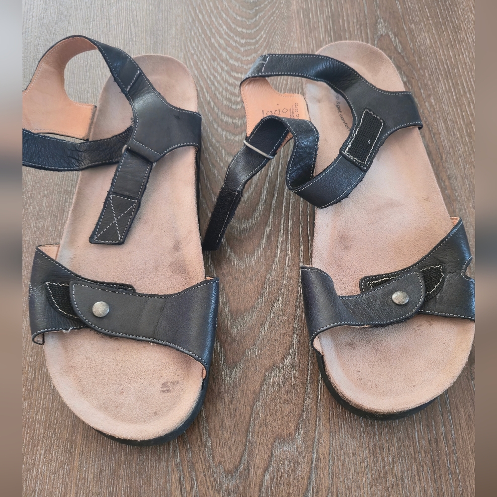 Black Leather Sandals Size.11